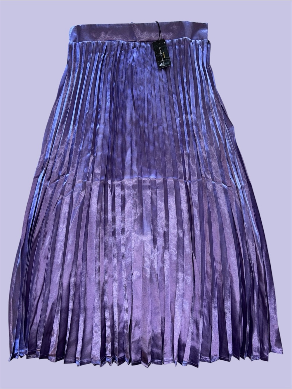 Hunter & Brown Pleated Satin Violet Purple Midi Skirt